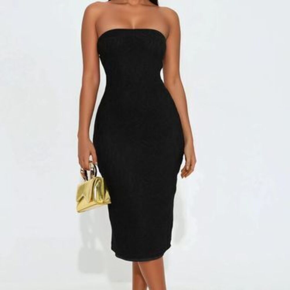 Shayla Mesh Midi Dress - Black - M